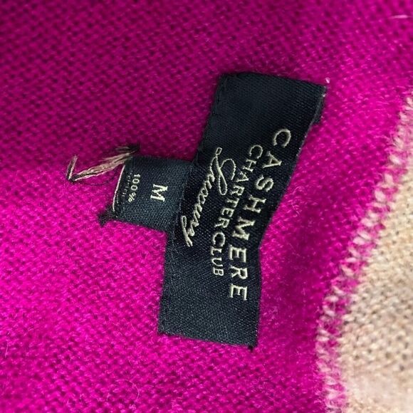 Charter Club Luxury Sz M 100% cashmere colorblock open drape cardigan sweater - Picture 3 of 8